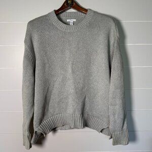 Daily Ritual Light Grey Heathered 100% Cotton Relaxed Crew Neck Sweater Sz XL